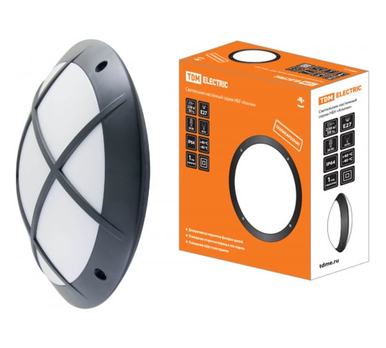 Светильник TDM ELECTRIC НБУ 05-60-003 Альтан 2 черный с решеткой IP64 SQ0328-0304 1