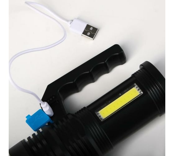 Аккумуляторный ручной фонарь СИМАЛЕНД 3 и 1.5 Вт, 1200 мАч, USB, COB , 4 режима, индикатор заряда 6117057