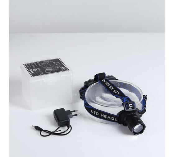 Налобный фонарь СИМАЛЕНД 1 LED, 3 режима, аккумулятор 18650, рассеиватель, зарядка, 11x8х6 см 3521499