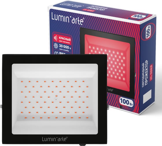 Светодиодный прожектор LUMIN'ARTE 100Вт красный цвет свечения IP65 LFL-100W/R