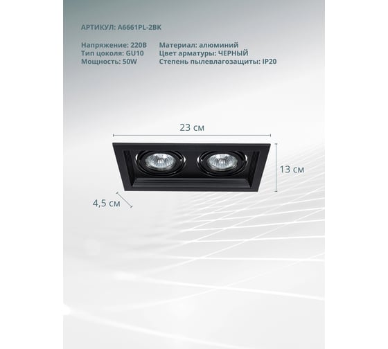 Потолочный светильник ARTE LAMP A6661PL-2BK