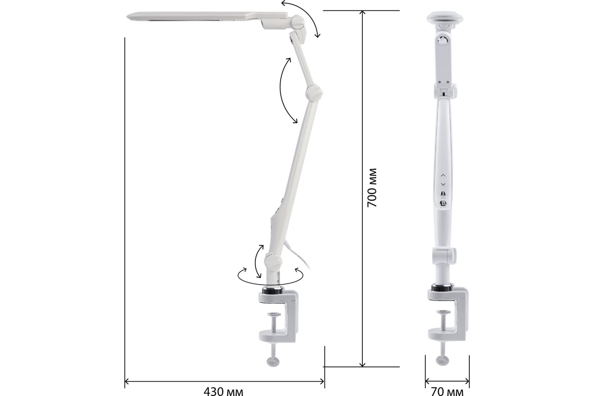 Настольный светодиодный светильник ЭРА NLED-496-12W-W на струбцине, белый  Б0052766 - выгодная цена, отзывы, характеристики, фото - купить в Москве и  РФ