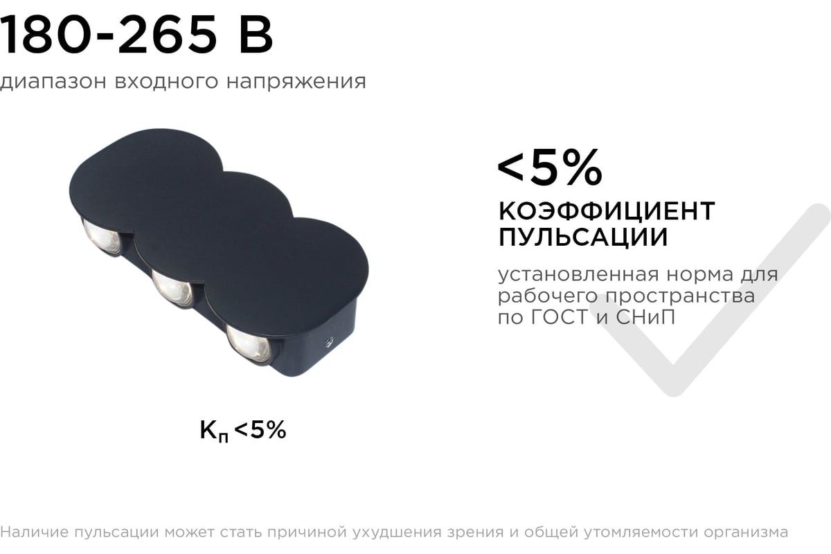 Садово-парковый светильник Apeyron светодиод, декоративный, настенный, 6Вт,  450Лм, 3000К, IP54 черный 31-05