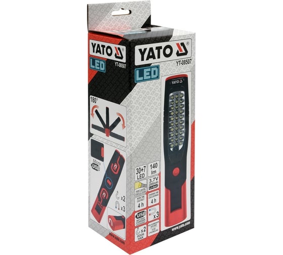 Аккумуляторная лампа-переноска YATO 37/7 LED YT-08507