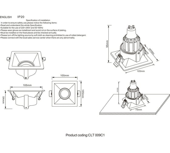 Встраиваемый светильник Crystal lux CLT 009C1 BL