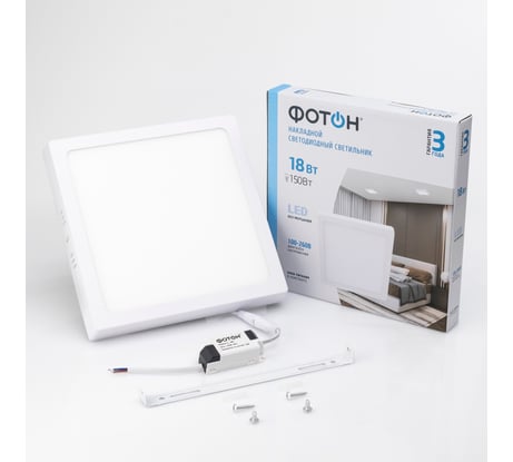 Светодиодный накладной светильник ФОТОН квадратный  CLO-18W4200K-S 24734