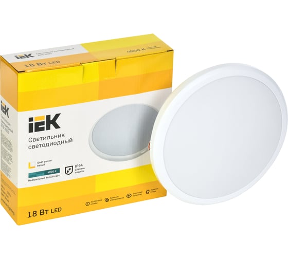 Светильник IEK LED ДПБ 3003 18Вт, IP54, 4000K, круг, белый LDPB0-3003-18-4000-K01