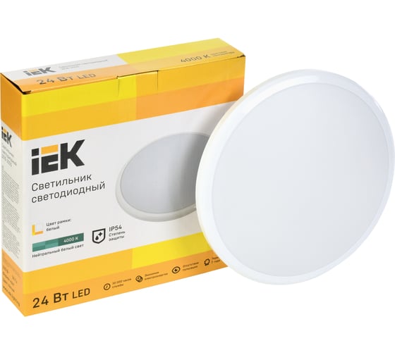 Светильник IEK LED ДПБ 3005 24Вт, IP54, 4000K, круг, белый LDPB0-3005-24-4000-K01