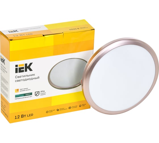 Светильник IEK LED ДПБ 3201 12Вт, IP54, 4000K, круг, розовое золото LDPB0-3201-12-4000-K01