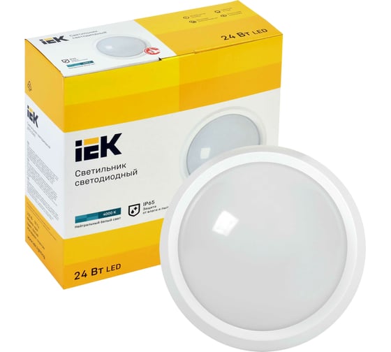 Светильник IEK LED ДПО 5060 24Вт, 4000К, IP65, круг, белый LDPO0-5060-24-4000-K01
