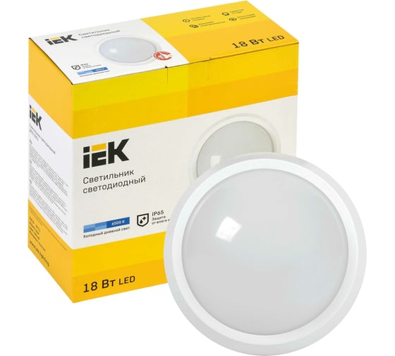 Светильник IEK LED ДПО 5061 24Вт, 6500К, IP65, круг, белый LDPO0-5061-24-6500-K01