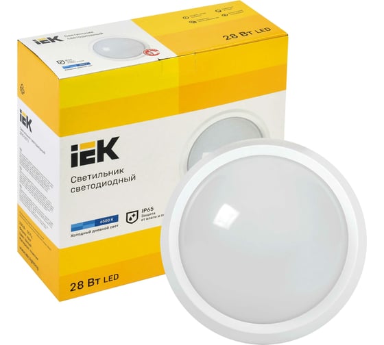 Светильник IEK LED ДПО 5071 28Вт, 6500К, IP65, круг, белый LDPO0-5071-28-6500-K01