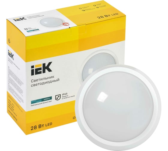 Светильник IEK LED ДПО 5070 28Вт, 4000К, IP65, круг, белый LDPO0-5070-28-4000-K01