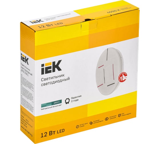 Светильник IEK LED ДПБ 2001 12Вт, IP20, 4000K, круг, белый LDPB0-2001-12-4000-K01