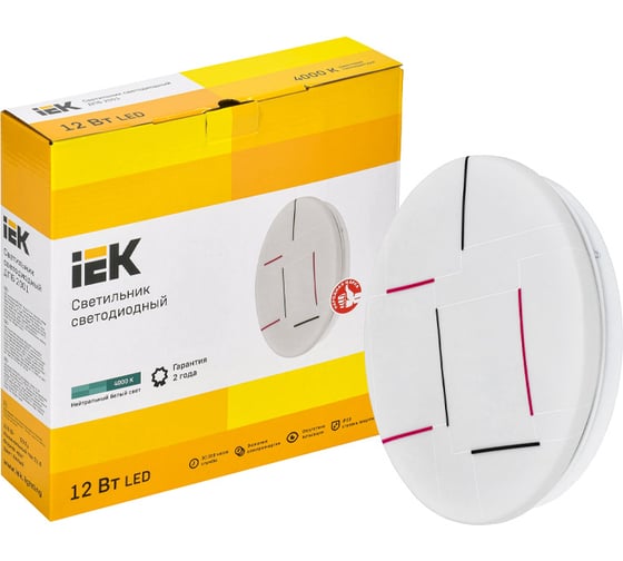 Светильник IEK LED ДПБ 2001 12Вт, IP20, 4000K, круг, белый LDPB0-2001-12-4000-K01