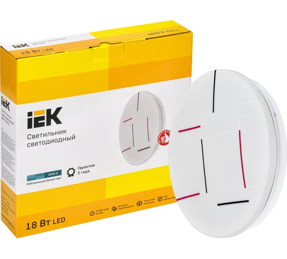 Светильник IEK LED ДПБ 2001 18Вт, IP20, 4000К, круг, белый LDPB0-2001-18-4000-K01