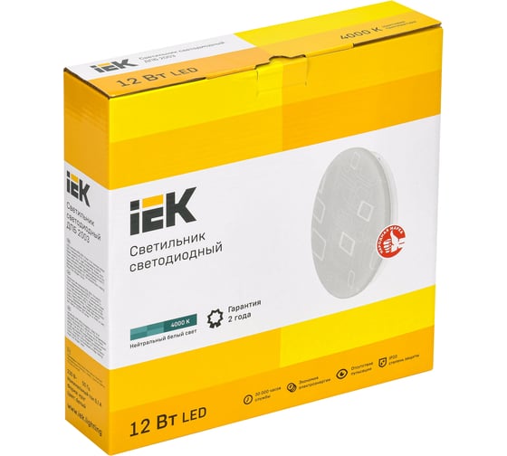 Светильник IEK LED ДПБ 2003 12Вт, IP20, 4000К, круг, белый LDPB0-2003-12-4000-K01