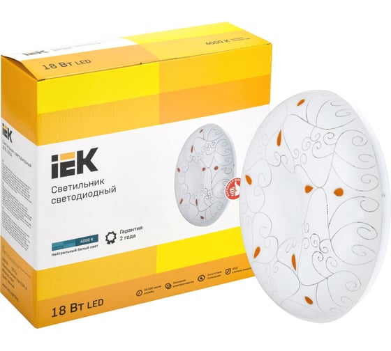 Светильник IEK LED ДПБ 2004 18Вт, IP20, 4000К, круг, белый LDPB0-2004-18-4000-K01