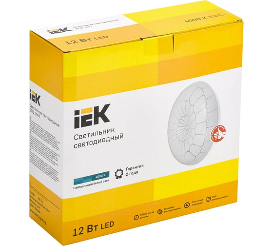 Светильник IEK LED ДПБ 2007 12Вт, IP20, 4000К, круг, белый LDPB0-2007-12-4000-K01