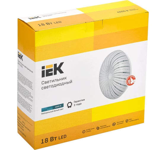 Светильник IEK LED ДПБ 2006 18Вт, IP20, 4000К, круг, белый LDPB0-2006-18-4000-K01