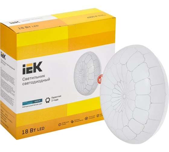Светильник IEK LED ДПБ 2007 18Вт, IP20, 4000К, круг, белый LDPB0-2007-18-4000-K01
