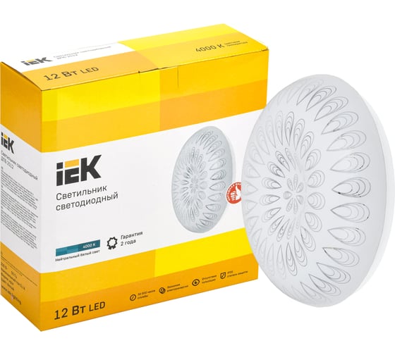 Светильник IEK LED ДПБ 2012 12Вт, IP20, 4000К, круг, белый LDPB0-2012-12-4000-K01