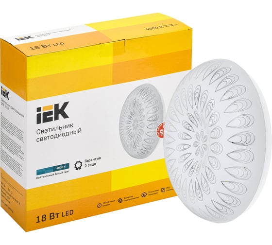 Светильник IEK LED ДПБ 2012 18Вт, IP20, 4000К, круг, белый LDPB0-2012-18-4000-K01