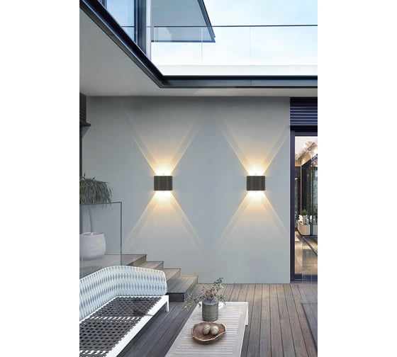 Настенный накладной светильник duwi Nuovo LED, 4 луча, 4Вт, 3000К, IP54, 120х46х100мм, литой алюминий, серый 24368 7