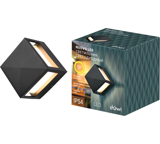 Настенный накладной светильник duwi Nuovo LED, 5Вт, 3000К, IP54, 110х105х110мм, алюминий, черный 24376 2 1