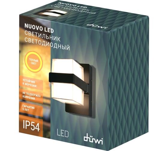 Настенный накладной светильник duwi Nuovo LED, 10Вт, 3000К, IP54, 100х100х170мм, литой алюминий, черный 24352 6