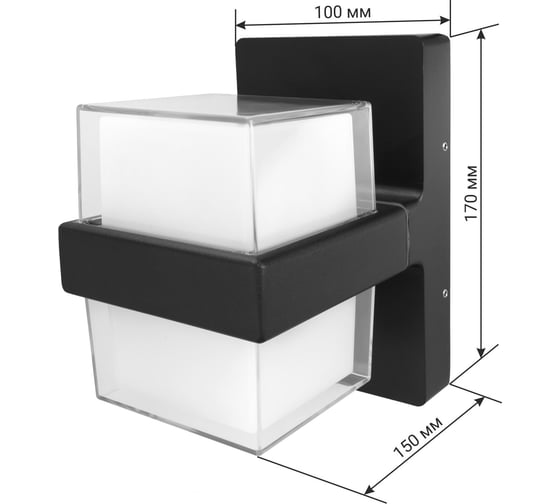 Настенный накладной светильник duwi Nuovo LED, 10Вт, 3000К, IP54, 100х100х170мм, литой алюминий, черный 24352 6
