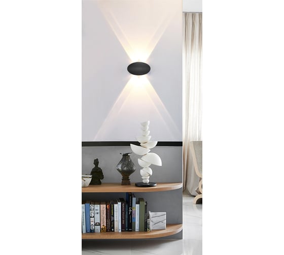 Настенный накладной светильник duwi Nuovo LED, 4 луча, 4Вт, 3000К, IP54, 130х40х80мм, литой алюминий, черный 24363 2