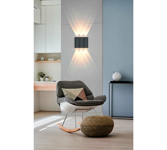 Настенный накладной светильник duwi Nuovo LED, 6Вт, 3000К, IP54, 175х46х100мм, литой алюминий, серый 24370 0