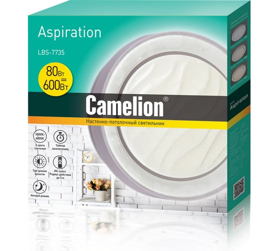 Управляемый светильник Camelion LBS-7735 LED, 80 Вт., 3000-6000К, 7800лм, пульт 14529
