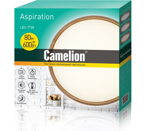 Управляемый светильник Camelion LBS-7738 LED, 80 Вт., 3000-6000К, 7800лм, пульт 14532