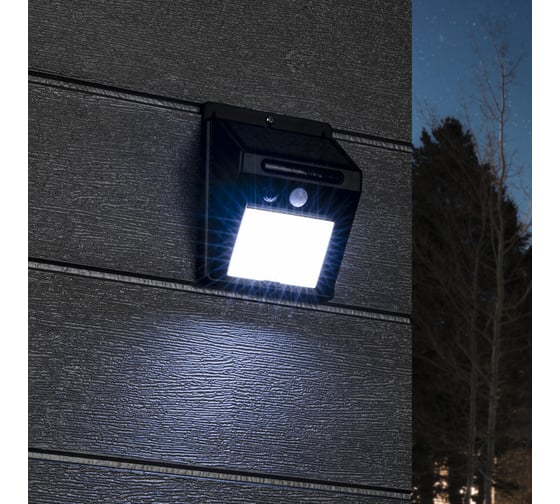 Светодиодный светильник duwi с датчиком движения Solar LED на солнечных батареях, 4Вт, 6500К, 150Лм, IP65, цвет черный 25012 8