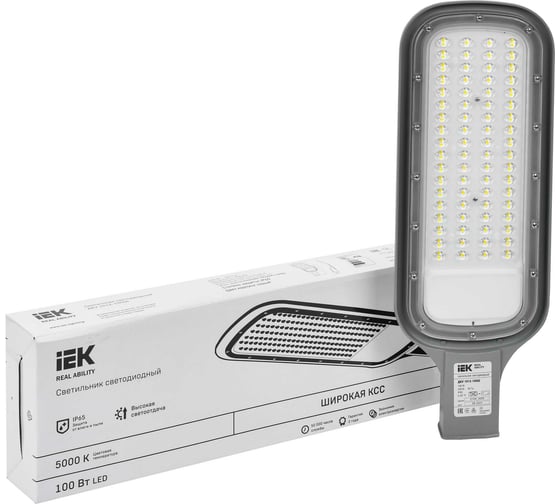 Светильник IEK LED ДКУ 1012-100Ш 5000К, IP65, серый LDKU1-1012-100-5000-K03