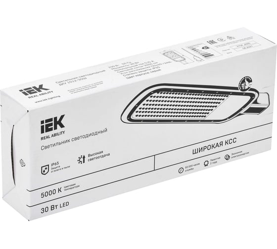 Светильник IEK LED ДКУ 1012-30Ш 5000К, IP65, серый LDKU1-1012-030-5000-K03