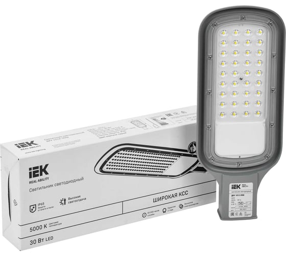 Светильник IEK LED ДКУ 1012-30Ш 5000К, IP65, серый LDKU1-1012-030-5000-K03