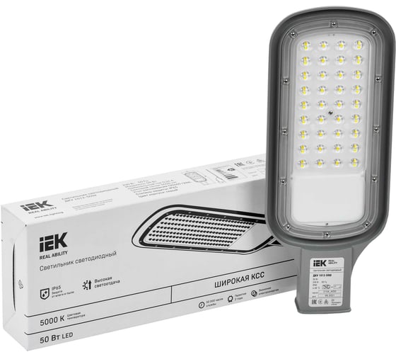 Светильник IEK LED ДКУ 1012-50Ш 5000К, IP65, серый LDKU1-1012-050-5000-K03