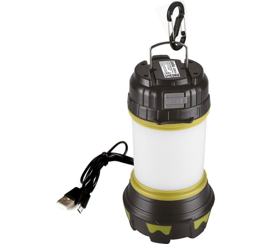 Фонарь Camelion LED5124 аккумуляторный, черный/зеленый, USB2.0, Micro USB, Powerbank, 5Вт, 4,4 А-ч, пластик, коробка 14671