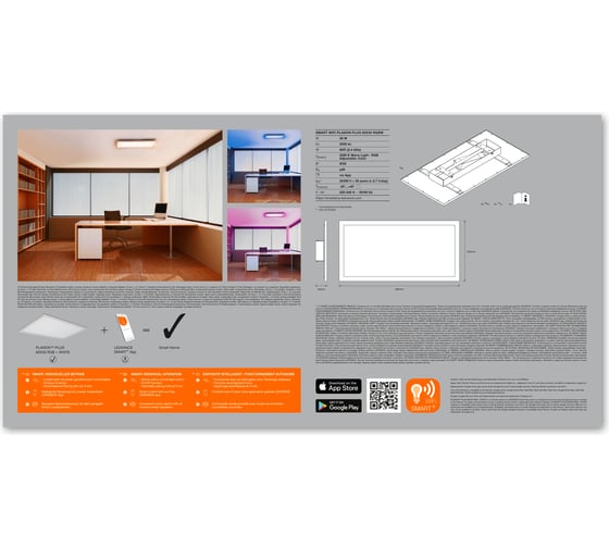 Умный светильник LEDVANCE SMART WIFI PLANON PLUS 60X30 RGBW  LEDV 4058075525245