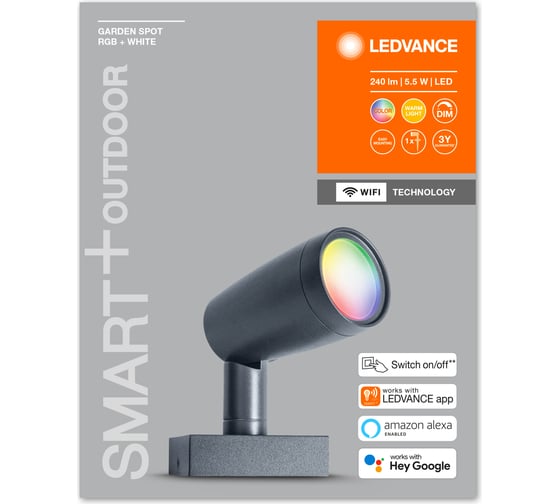 Умный уличный светильник LEDVANCE SMART WIFI GARDEN SPOT RGBW 1P DG  LEDV 4058075478374