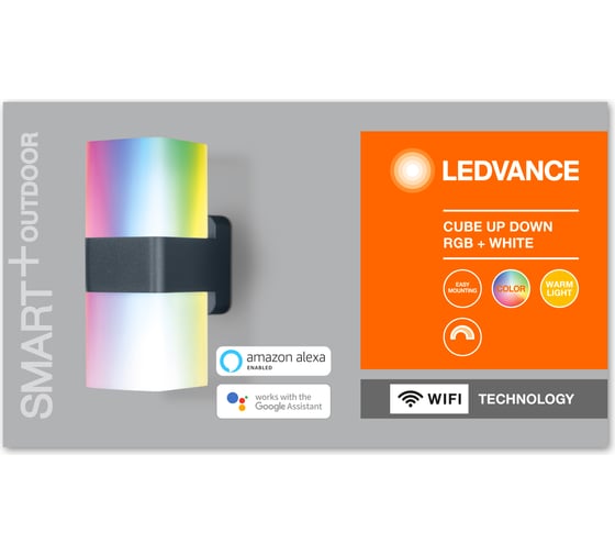 Умный уличный светильник LEDVANCE SMART OUTD WIFI CUBEUPDOWN RGBW DG LEDV 4058075478077