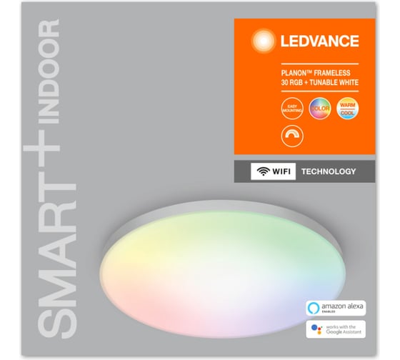 Умный светильник LEDVANCE SMART WIFI PLANON FRAMELESRD30RGBTWLEDV 4058075484696