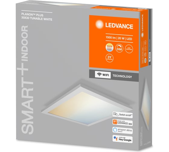 Умный светильник LEDVANCE SMART WIFI PLANON PLUS 30X30 TW LEDV 4058075525313