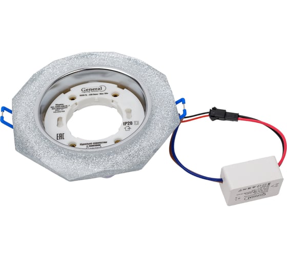Встраиваемый светильник General Lighting Systems с подсветкой GX53, 120х42мм, граненый серебряный блеск, IP20 GCL-GX53-H38-BL-7 661260