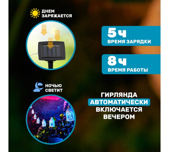Каскад Lamper Керосиновая Лампа LED 5 м с выносной солнечной панелью 2 м и аккумулятором, IP65 602-251