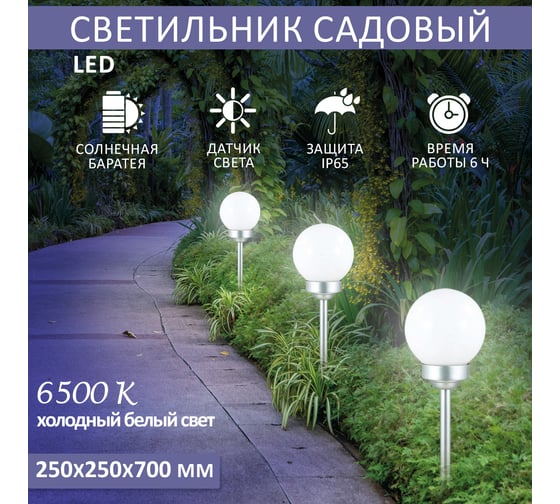 Светодиодный светильник Lamper ШАР ф250 LED встроенная солнечная панель, аккумулятор 602-1005