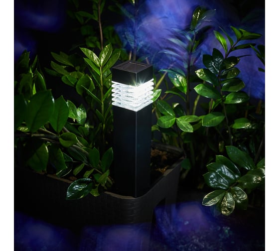 Светодиодный столбик Lamper ALBEDO LED с солнечной панелью и аккумулятором, холодное свечение 602-256